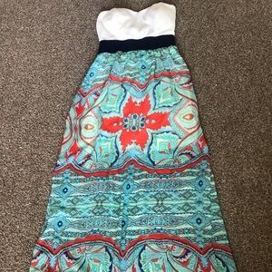 2/$20 Strapless tropical maxi dress